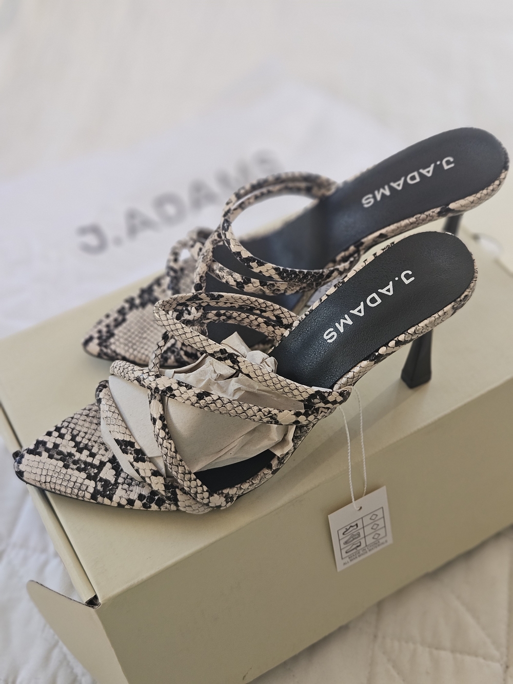 J. Adams Snakeskin Strappy Sculpted Heels – New With Tags